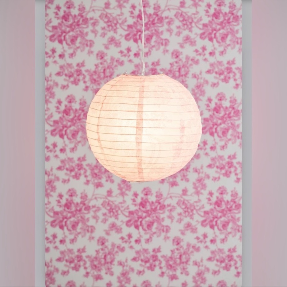 Urban Outfitters toile printed round paper Lantern pendant shad in pink